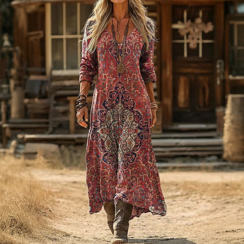 Olivia | Patterned Long Sleeve Dress