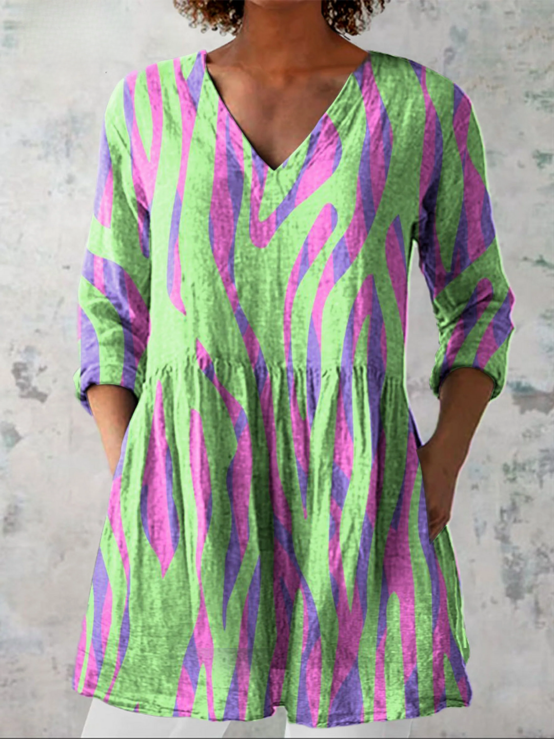 Oceane | Classic Elegant V-Neck Long Blouse