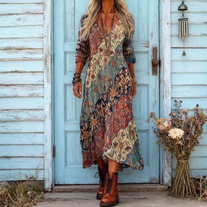 Emily | Patterned Long Sleeve Dress