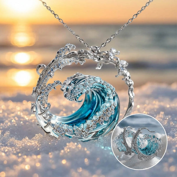 Ocean's Oath | Silver Necklace and Earrings Set for Women