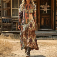 Heather | Patterned Long Sleeve Dress