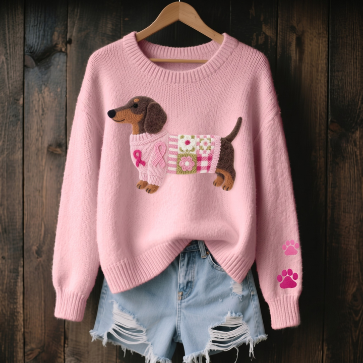 Naoni – Sweater in Knit with Dachshund Felt Pattern