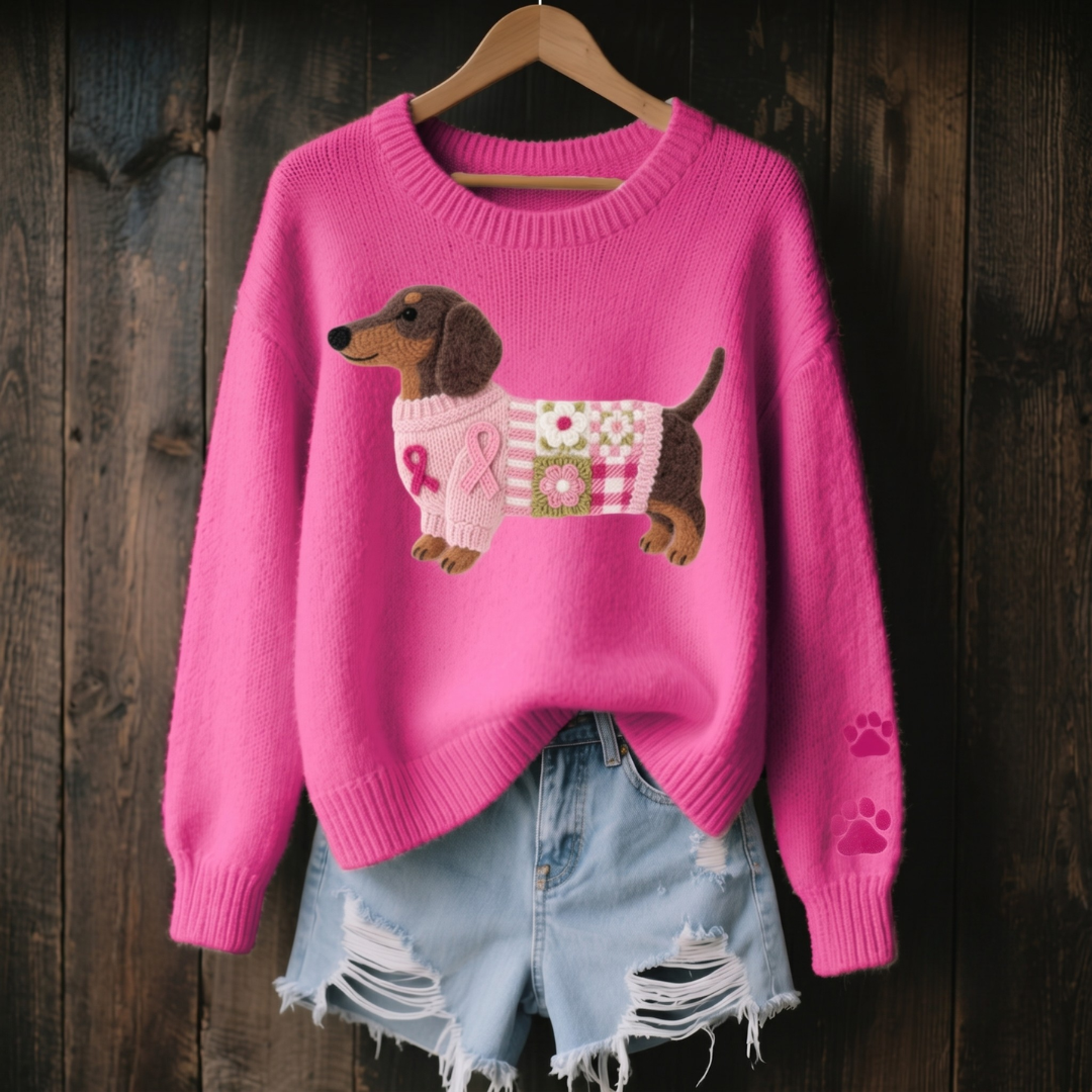 Naoni – Sweater in Knit with Dachshund Felt Pattern