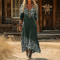 Ashley | Vintage Print Long Sleeve Dress