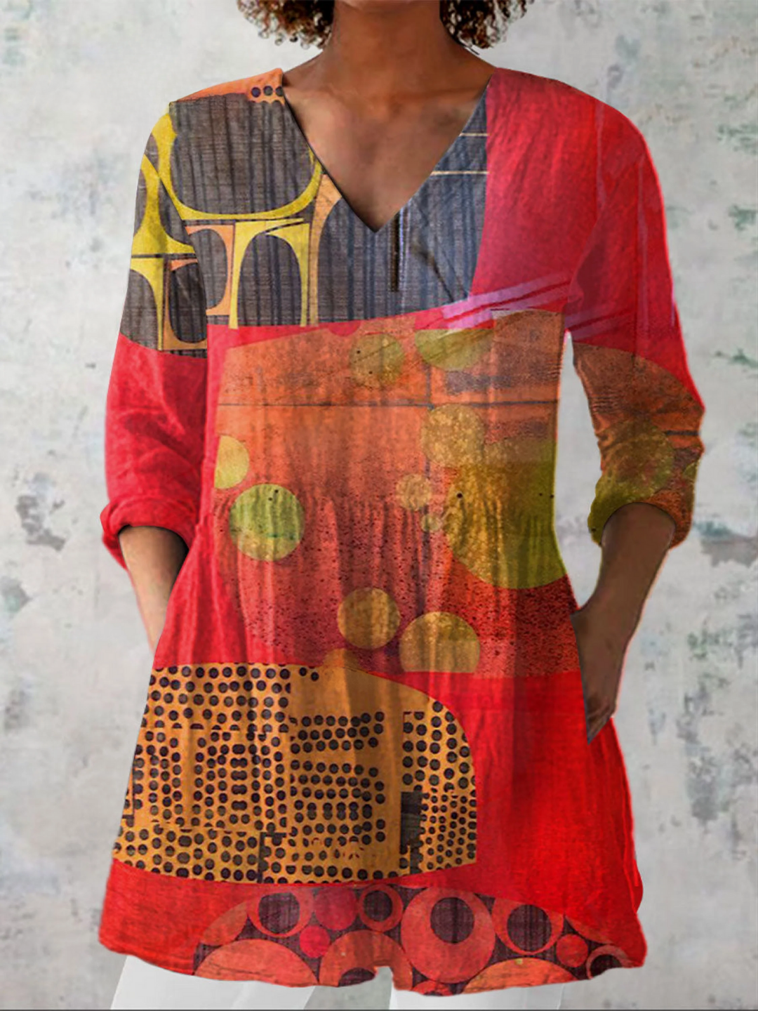 Lucie | Classic V-Neck Long Blouse