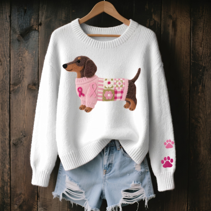 Naoni – Sweater in Knit with Dachshund Felt Pattern