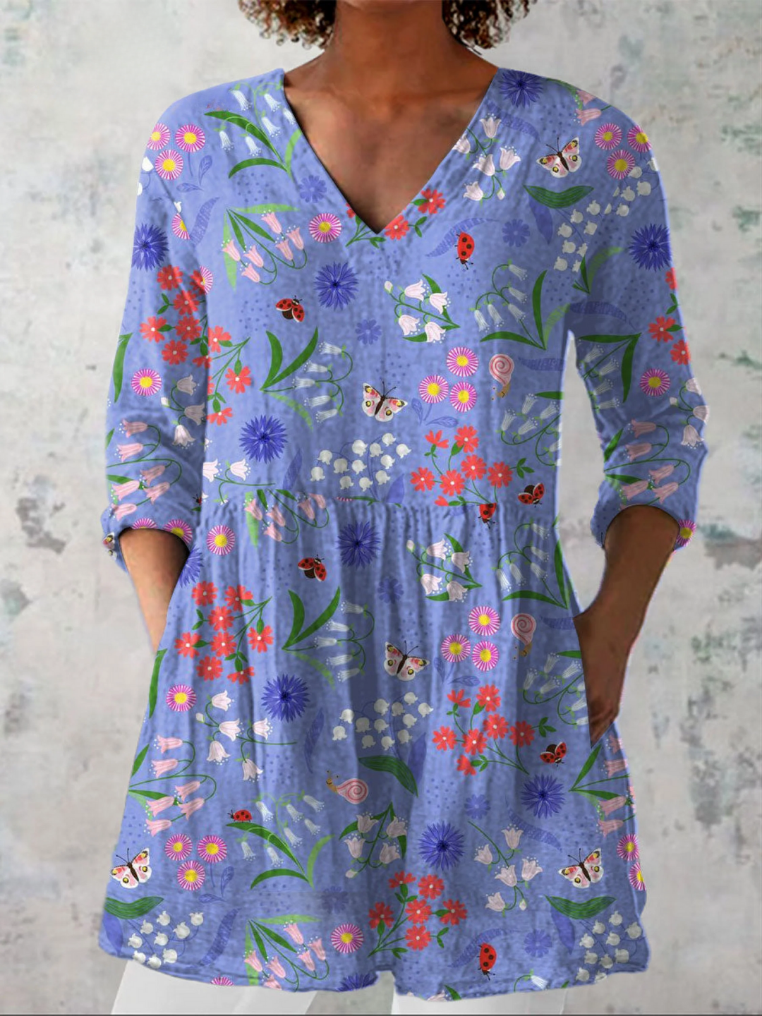 Aline | Soft V-Neck Long Blouse