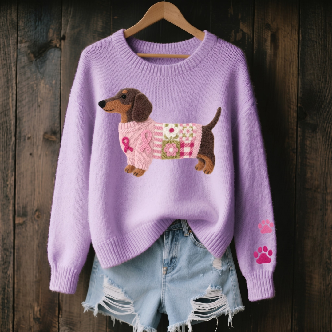 Naoni – Sweater in Knit with Dachshund Felt Pattern