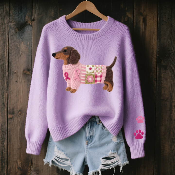 Naoni – Sweater in Knit with Dachshund Felt Pattern