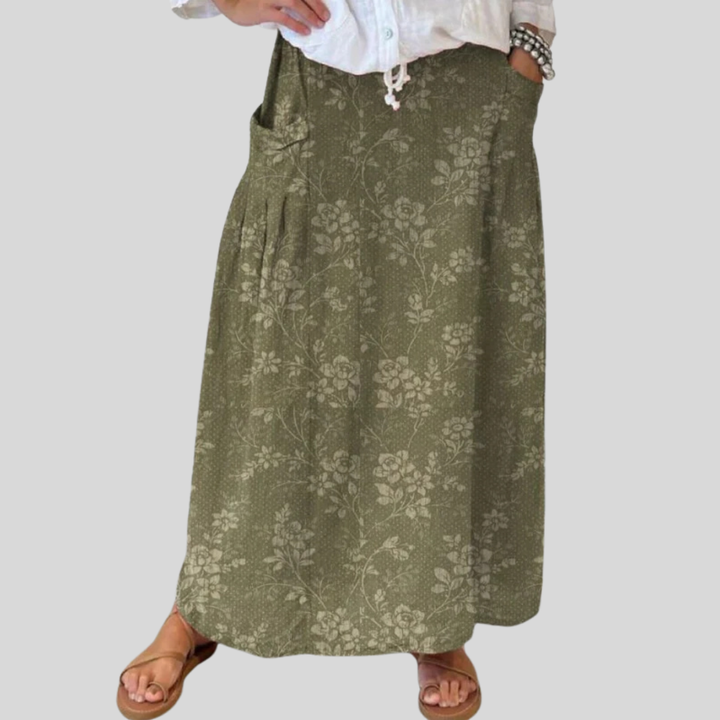 Princess | Vintage Floral A-Line Skirt with Pockets