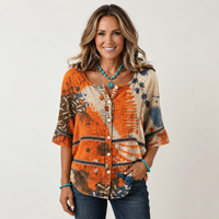 Arabella | Button-Front Three-Quarter Sleeve Blouse 14