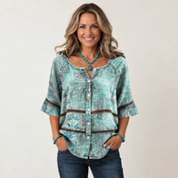 Arabella | Button-Front Three-Quarter Sleeve Blouse 6