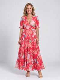 Minelda | Floral Dress with V-Neck for Women