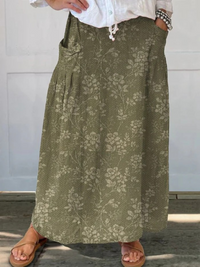 Princess | Vintage Floral A-Line Skirt with Pockets