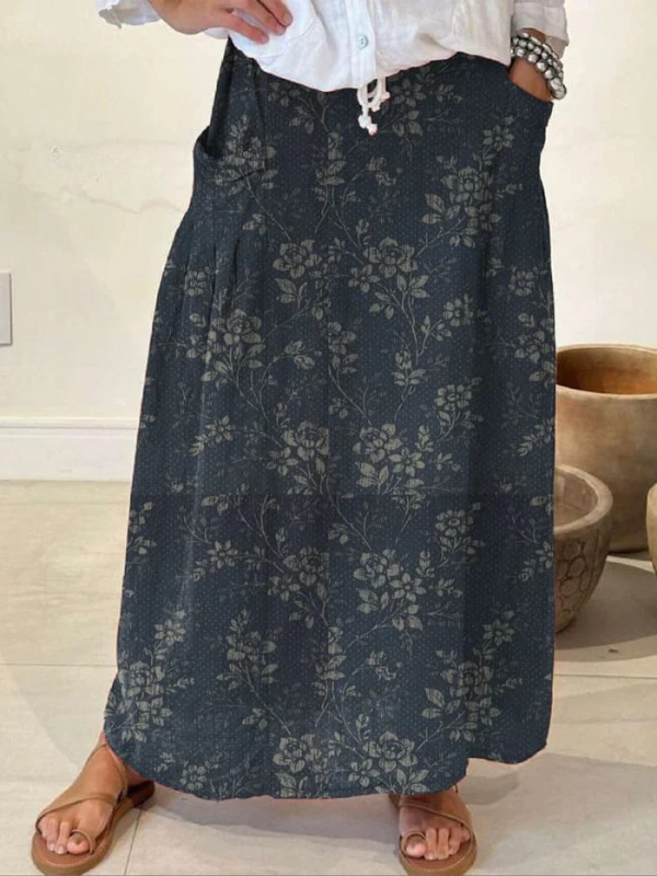 Princess | Vintage Floral A-Line Skirt with Pockets