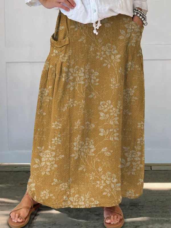 Princess | Vintage Floral A-Line Skirt with Pockets