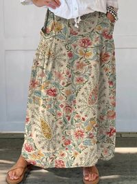 Nilva | Vintage Floral A-Line Pocket Skirt