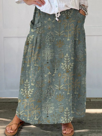 Carly | Woodland Print A-Line Pocket Skirt
