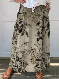 Kisses | Retro Floral A-Line Skirt with Pockets