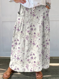 Eloisa | Vintage Floral A-Line Skirt with Pockets
