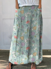 Daisy | Blooming Spring Floral and Bumble Bee Print Pocket Skirt