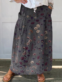 Ivy | Floral Art Print Pocket Skirt