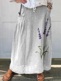 Marian | Watercolour Lavender Floral Pocket Skirt