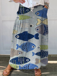 Trisia | Vintage Fish Art Print Pocket Skirt