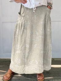 Dally | Vintage Floral A-Line Skirt with Pockets