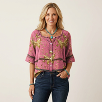 Arabella | Button-Front Three-Quarter Sleeve Blouse 4