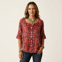 Arabella | Button-Front Three-Quarter Sleeve Blouse 7