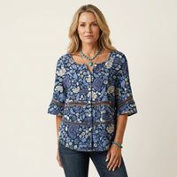 Arabella | Button-Front Three-Quarter Sleeve Blouse 20