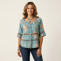 Arabella | Button-Front Three-Quarter Sleeve Blouse 21